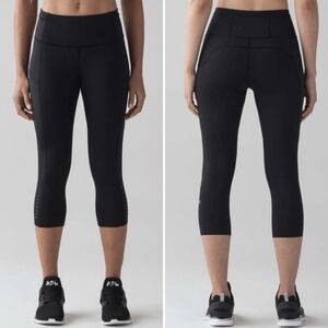 Lululemon Fast & Free Crop II Nulux Black Sz 4 W6AS5S
